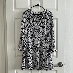 Club Monaco Animal Print Long Sleeved Shirt Dress